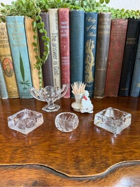 Antique  Salt Cellars and Porcelain Toothpick Holder